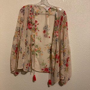 Time and True women's size M (8-10) multicolored floral cardigan top